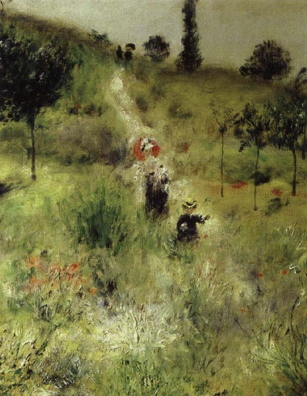 Pierre Auguste Renoir uppfor backen genom hogt gras oil painting picture